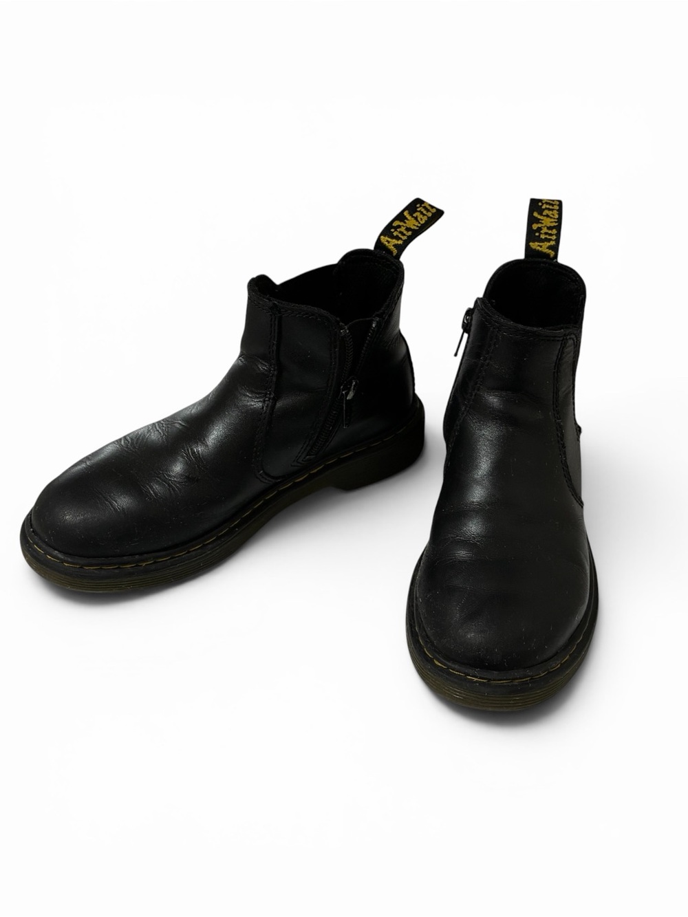 Dr Martens‎ Kids Boots Black Leather Chelsea Ankle Side Zip Youth Size 2 Slip On